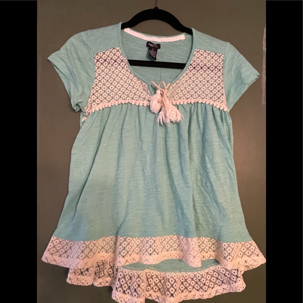 Turquoise Rue21 juniors small shirt with tassels